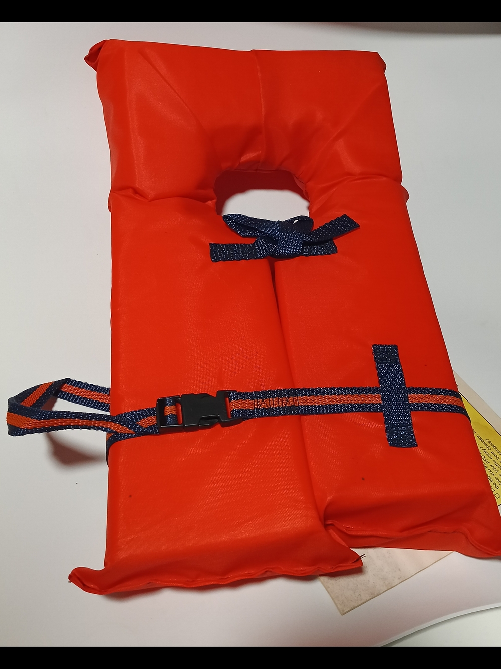 Kids Life Jacket Vest - Bright Orange with Navy Straps Single.
